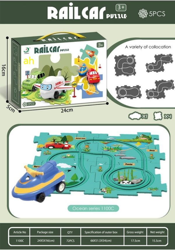 Children Puzzle Electric Railroad Speeder DIY Assembly Electric Car Automatic Rail City Scene Construction Education Toy Gift