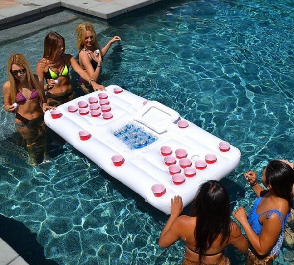 546221471467.jpg Water Party Air Mattress Ice Bucket Cooler Cup Holder Inflatable Beer Pong Table Pool Float