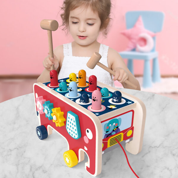 7218a350-fed0-46cc-bb90-b0de592c5c8b.jpg Montessori Toddlers Kids Wooden Pounding Bench Animal Bus Toys Early Educational Set Gifts For Children Toy Musical Instrument
