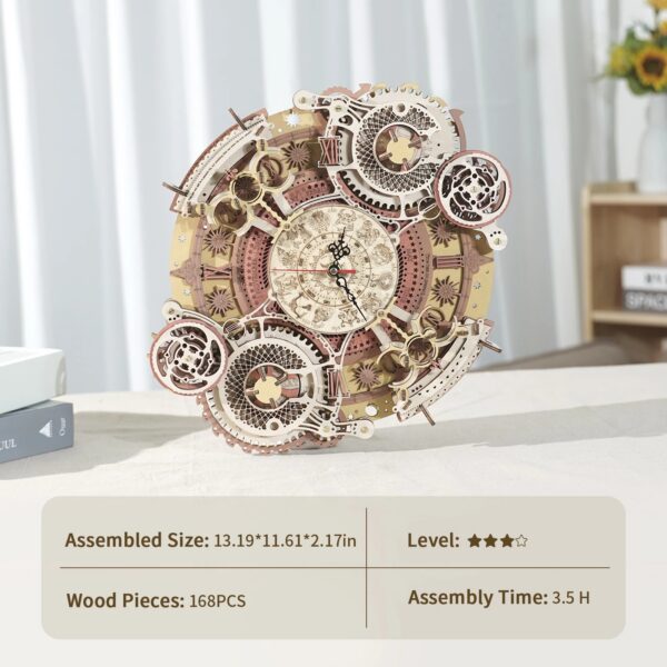 aecb6261-b3b9-4af2-8eec-ecacff108594.jpg Robotime ROKR Zodiac Wall Clock 3D Wooden Puzzle Model Assembly Toys Gifts for Children Kids Teens LC601 Support Dropshipping