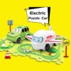Children Puzzle Electric Railroad Speeder DIY Assembly Electric Car Automatic Rail City Scene Construction Education Toy Gift