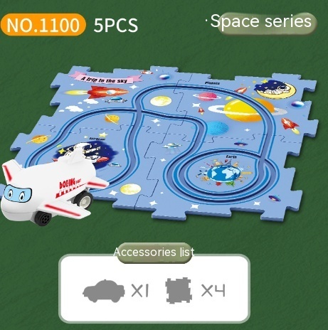 Children Puzzle Electric Railroad Speeder DIY Assembly Electric Car Automatic Rail City Scene Construction Education Toy Gift